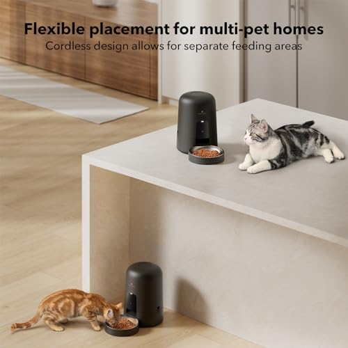 PETLIBRO Automatic Cat Feeder, Wi-Fi Rechargeable Cat Food Dispenser Battery-Operated with 30-Day Life, AIR Timed Pet Feeder for Cat & Dog, 2L Auto Cat Feeder, Black
