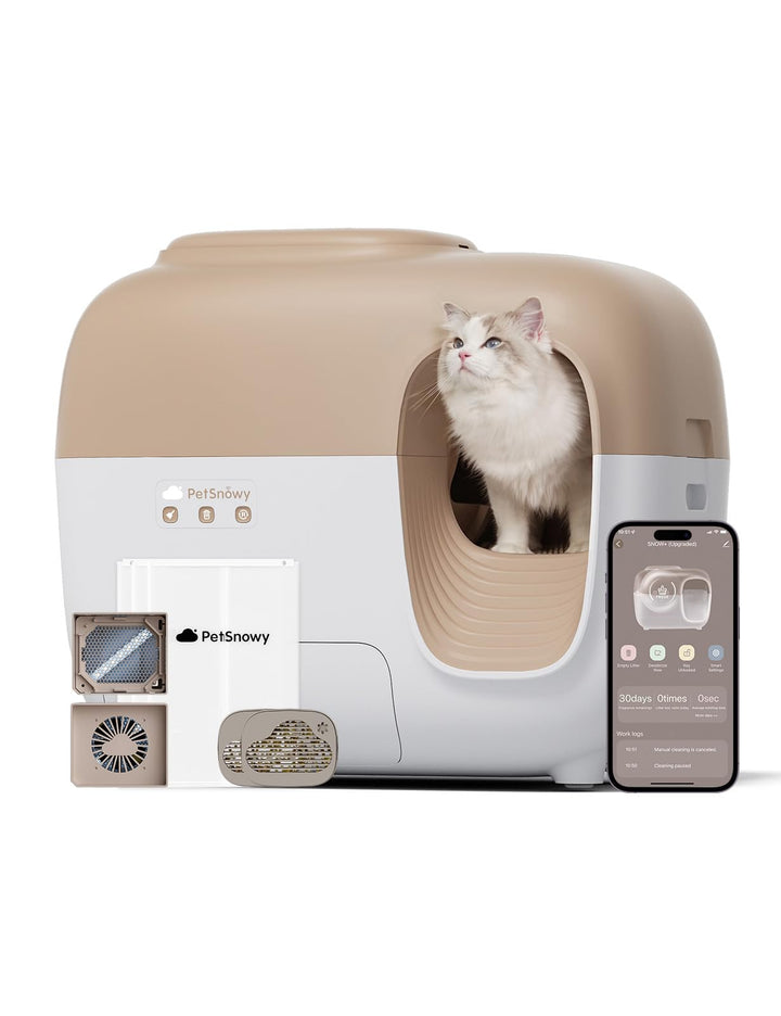 PetSnowy (Upgraded Premium Version) Snow+ Automatic Cat Litter Box Self Cleaning Litter Box - Less Smell, Minimal Tracking