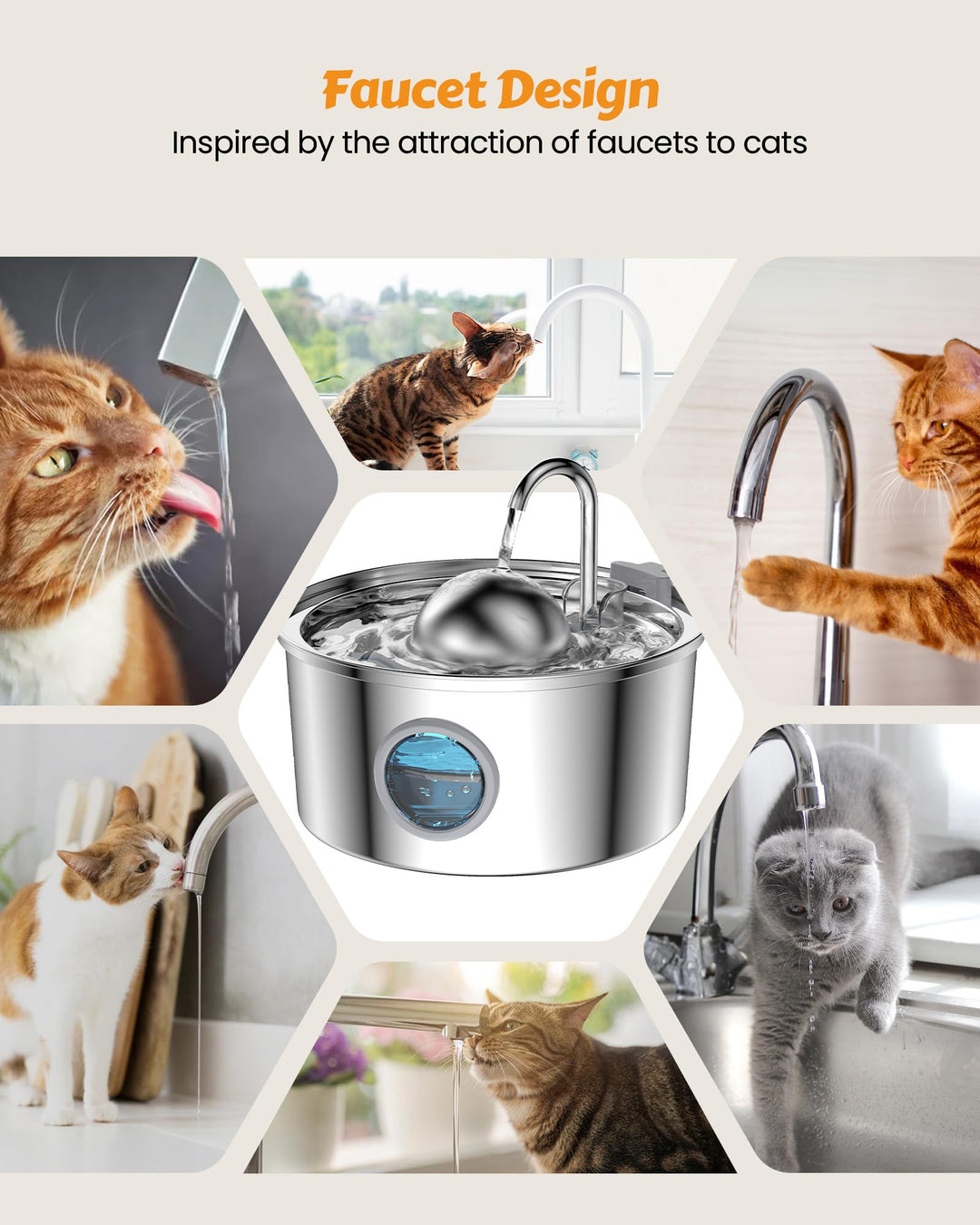Stainless Steel Cat Water Fountain - Dogs & Cats