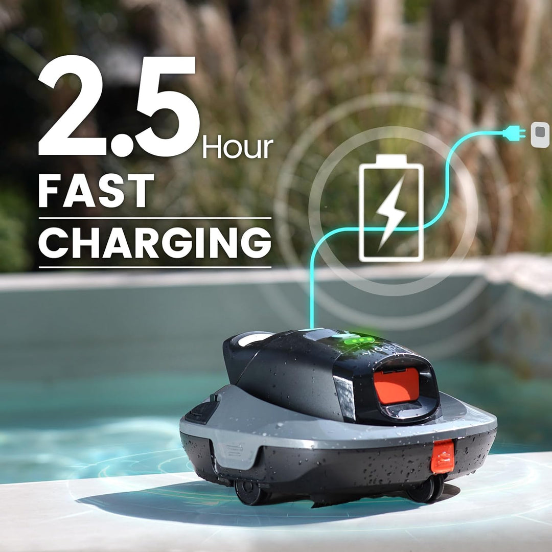 Vidapool Orca Cordless Robotic Pool Vacuum Cleaner,Portable Auto Swimming Pool Cleaning Self-Parking Technology with LED Indicator,Ideal for Above Ground/Flat Pools up to 860 Sq.Ft,Lasts 90 Mins Grey