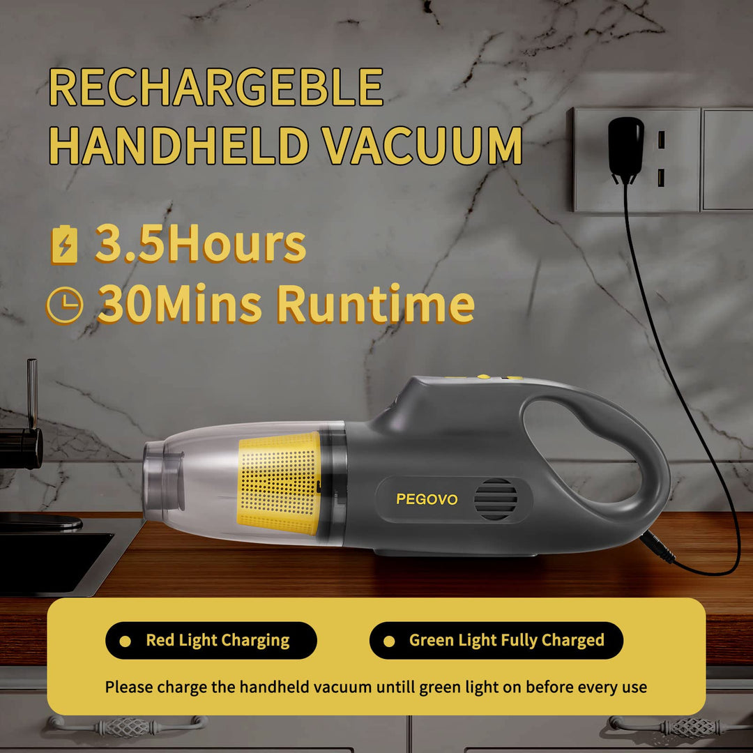 Hand Held Vacuuming Cordless Rechargeable-10K PA Strong Suction Car Vacuum Cordless Rechargeable,Handheld Vacuum Cordless Car Vacuum Cleaner with 360 Degree Rotation Pet brush,2 Washable Filters