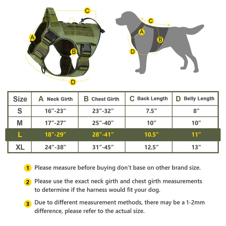 WINGOIN Green Harness with Handle Tactical Dog Harness for Large Dogs No Pull Adjustable Reflective K9 Military Dog Vest Harnesses with Easy Control Handle for Walking, Hiking, Training(L)