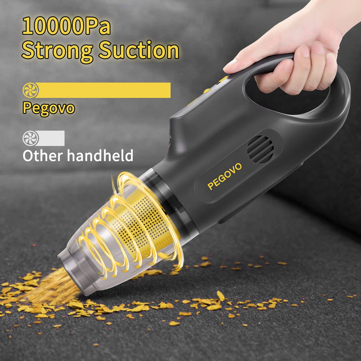 Hand Held Vacuuming Cordless Rechargeable-10K PA Strong Suction Car Vacuum Cordless Rechargeable,Handheld Vacuum Cordless Car Vacuum Cleaner with 360 Degree Rotation Pet brush,2 Washable Filters