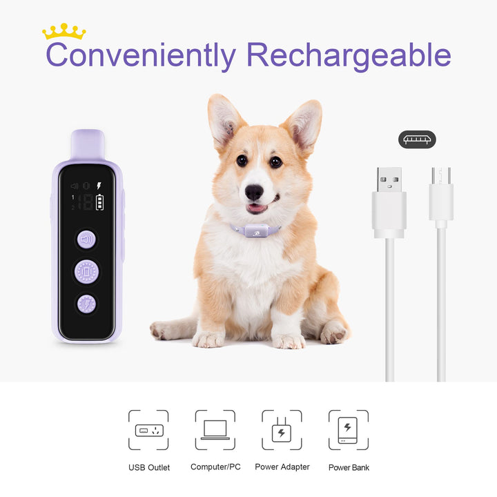 Bousnic Shock Collar for Dogs - Waterproof Rechargeable Dog Electric Training Collar with Remote for Small Medium Large Dogs with Beep, Vibration, Safe Shock Modes (8-120 Lbs) (Purple)