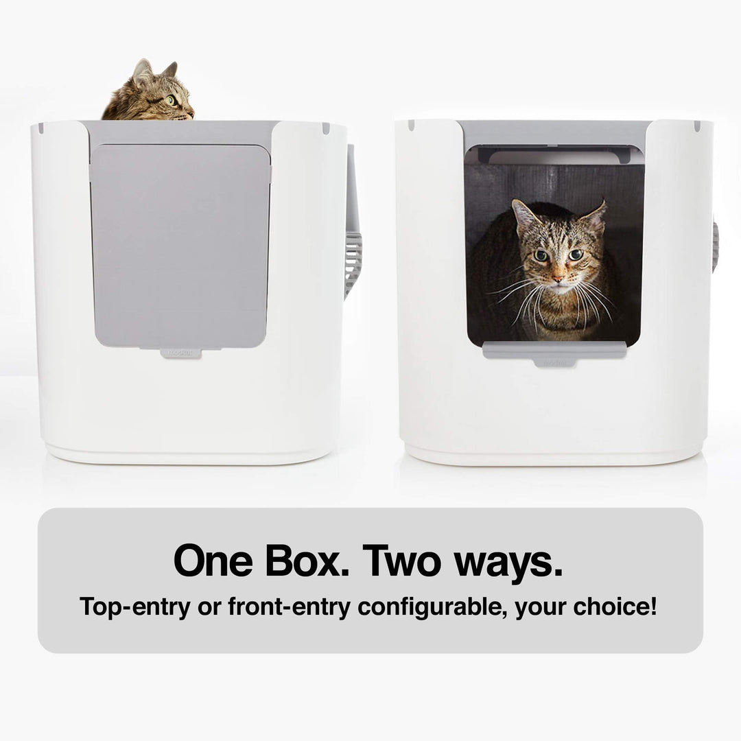 Modkat® XL Litter Box, Top or Front-Entry Configurable, Includes Scoop and Liners - Gray
