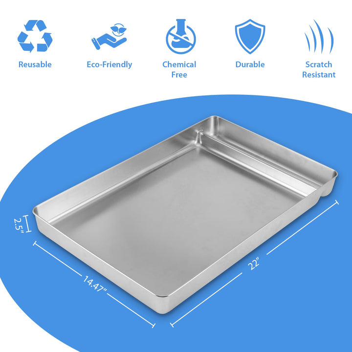 Stainless Steel Reusable Litter Tray Compatible with Pet-Safe Scoop-Free Self-Cleaning Cat Litterbox - Never Absorbs Odor, Stains, or Rusts (Stainless Steel Litter Tray)