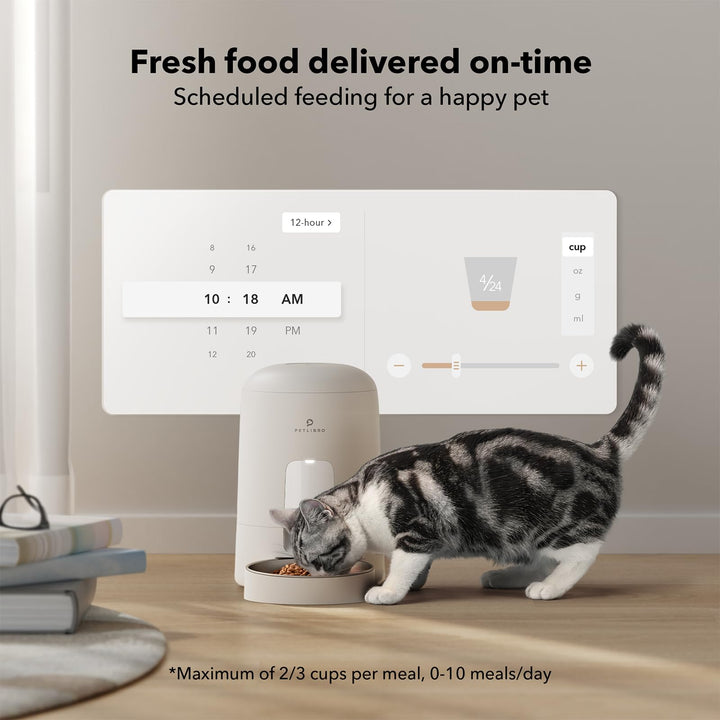 PETLIBRO Automatic Cat Feeder, Wi-Fi Rechargeable Cat Food Dispenser Battery-Operated with 30-Day Life, AIR Timed Pet Feeder for Cat & Dog, 2L Auto Cat Feeder, White
