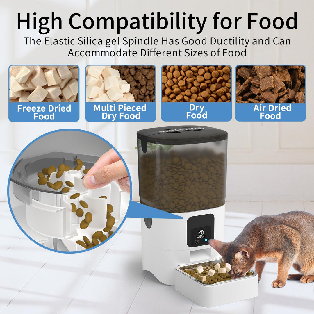 PAPIFEED Smart Automatic Cat Feeders: WiFi Pet Feeder with APP Control for Remote Feeding, Detachable for Easy Clean, Automatic Cat Food Dispenser with Alexa,1-30 Meals Per Day for Dog (6L/25Cup)