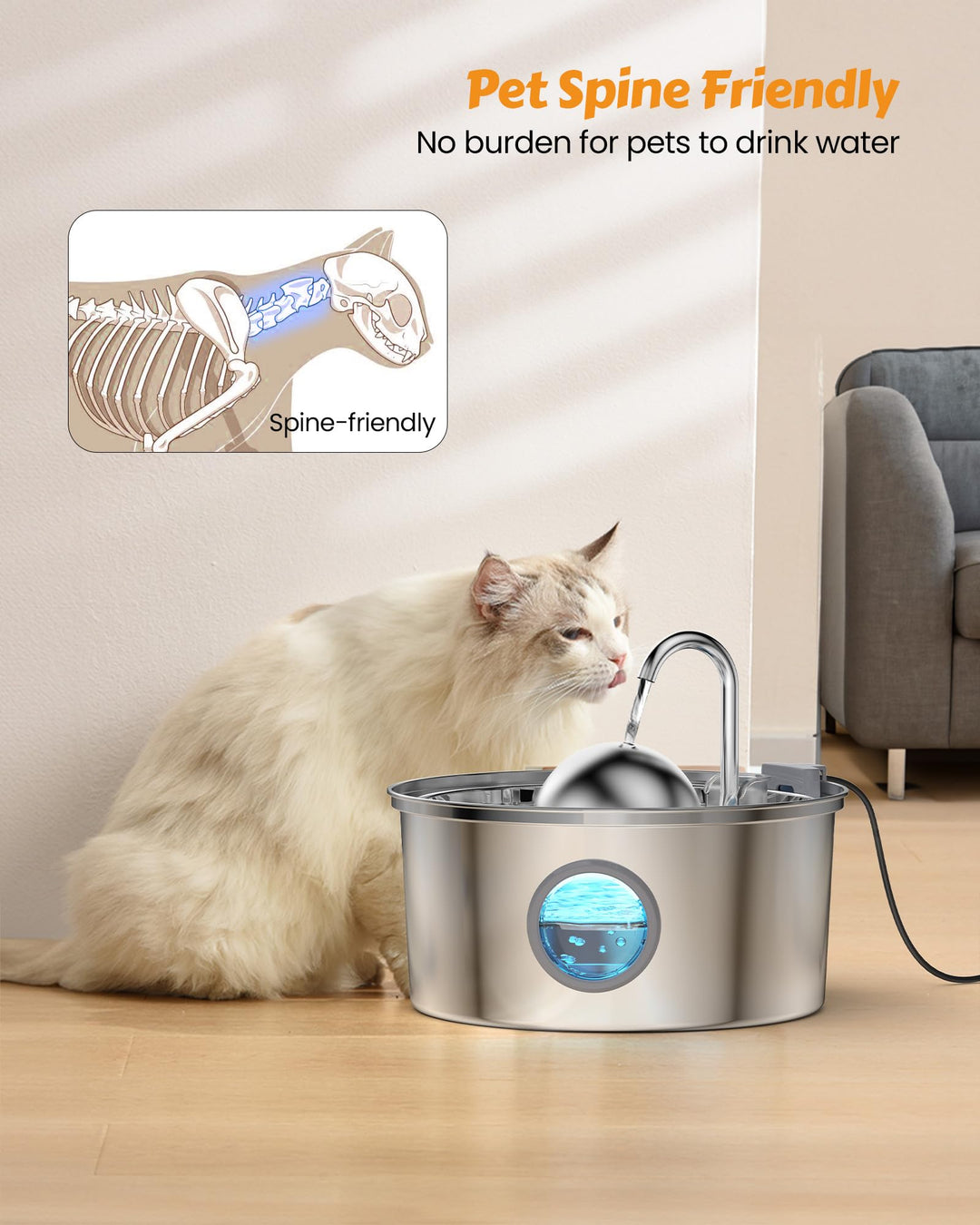 Stainless Steel Cat Water Fountain - Dogs & Cats