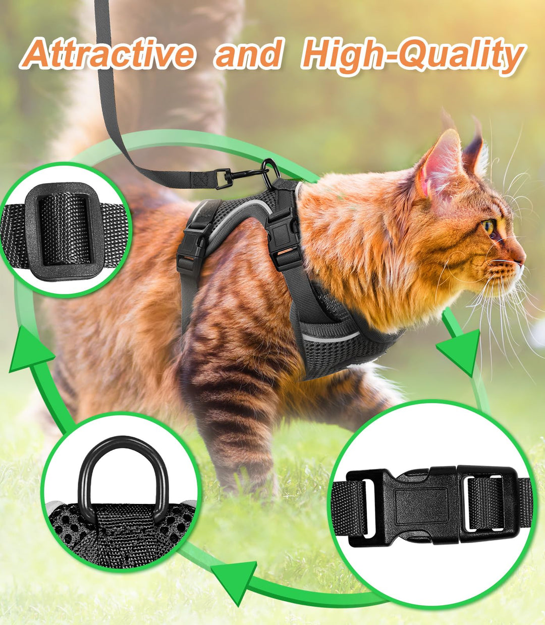 Halypet Cat Harness and Leash Set [ MAX Safety Third Generation ]