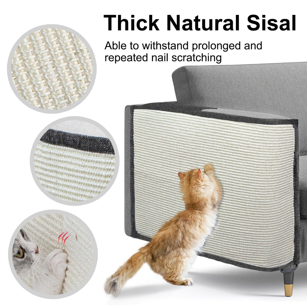 Cat Scratch Sofa Protector,Cat Scratching Couch Protector with 19.7''L*23.6''W Natural Sisal for Protecting Couch Sofa Chair (Right Hand)