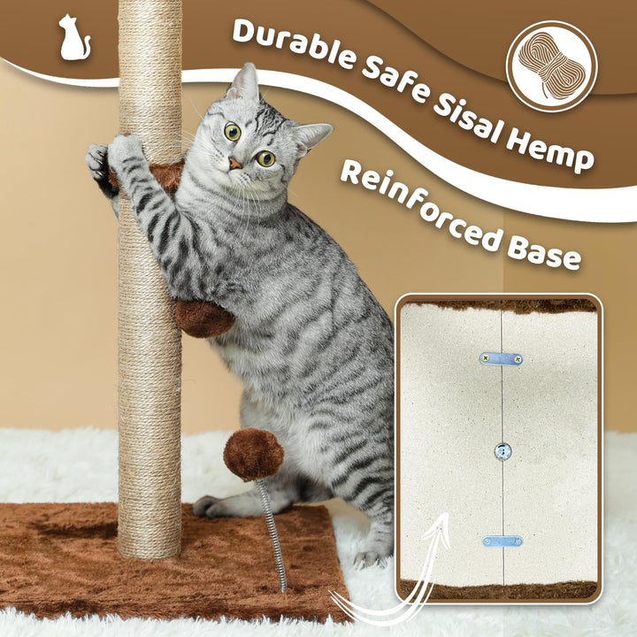 Cat Scratching Post, 34'' Tall Scratching Post for Indoor Cats with Multiple Balls, Cat Tree Sisal Rope Cat Scratch Posts for Large Cats and Kittens, Brown