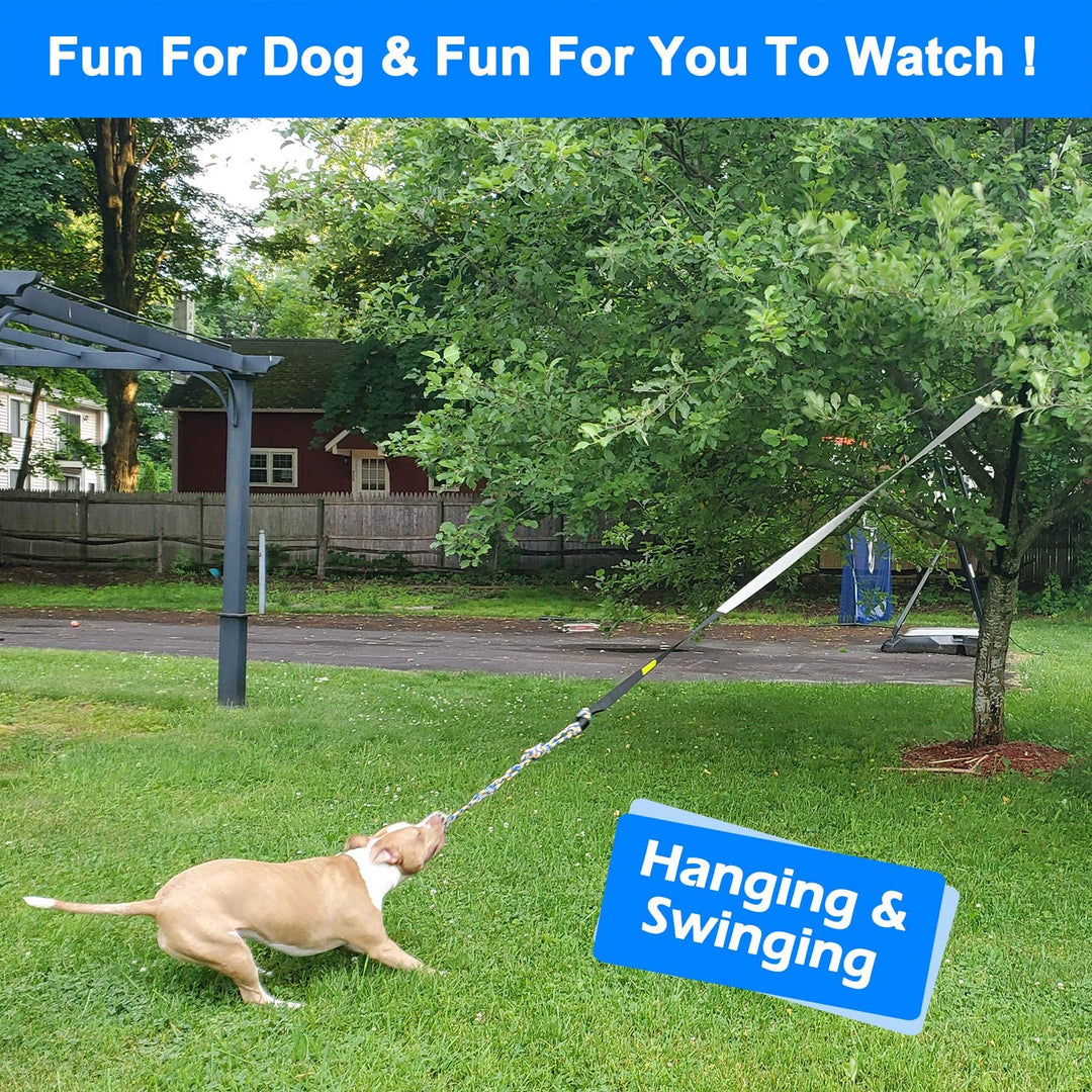 LOOBANI Outdoor Bungee Tug Toy，Dog Toy Hanging from Tree for Small to Large Dogs, Interactive Exercise Play Cord & Tether with Chew Rope Toy (Black)